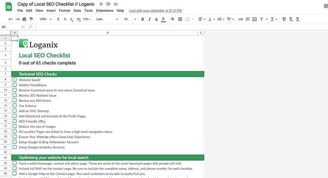 google_sheet_template_site_audit_by_loganix